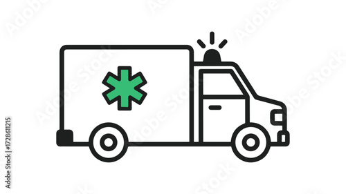 Simple line art ambulance illustration