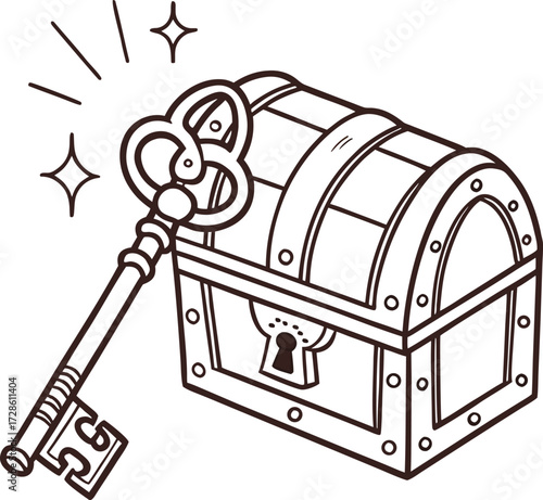 Old wooden pirate treasure chest vector illustration isolated on white