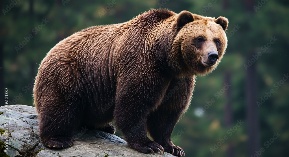 Obraz premium Large brown bear on rock