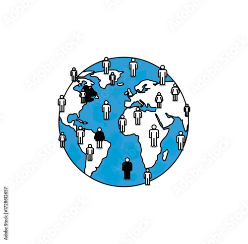 World map with diverse people representation