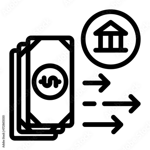 This Money Transfer icon is suitable for Bank, Finance, and related fields.