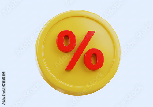 yellow percentage 3d rendering