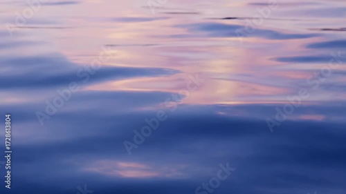 Calm water surface with subtle ripples and abstract reflections of soft light, captured with a static shot background, shimmer, water