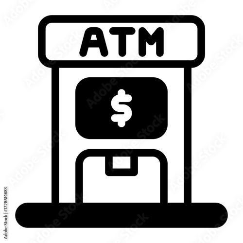 This ATM icon is suitable for Bank, Finance, and related fields.