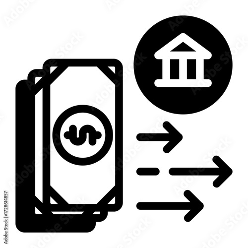 This Money Transfer icon is suitable for Bank, Finance, and related fields.