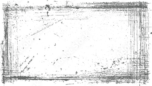 Grunge Border Frame, Texture with Rough Scratched and Cracked Grunge Urban Texture Dust Overlay Grainy Grungy Effect. Distressed Backdrop Vector Illustration. whit background.