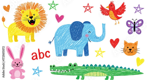 Playful Crayon Animal Collection