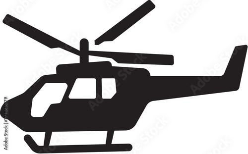 Military helicopter vector illustration scalable icon for army aviation and combat flight graphics
