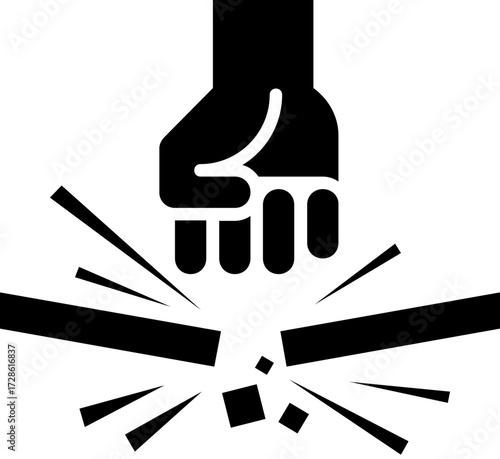 Symbolic vector illustration of destruction ruin wreckage and breaking elements