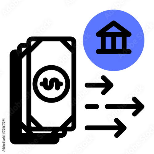 This Money Transfer icon is suitable for Bank, Finance, and related fields.
