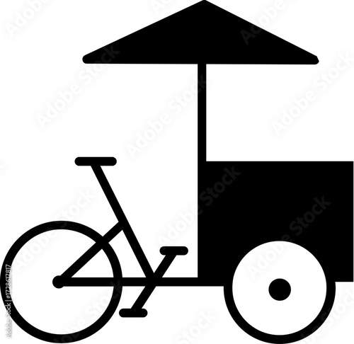 Vector illustration of a street food cart bicycle small business street vendor icon