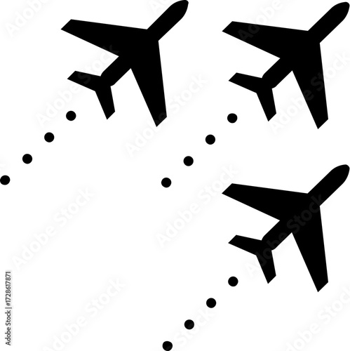 Synchronized airplanes flying together vector illustration scalable icon for aviation and travel