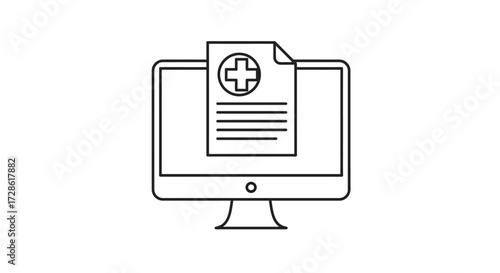 Digital health record displayed on modern computer screen, representing online medical information access and patient care innovation.