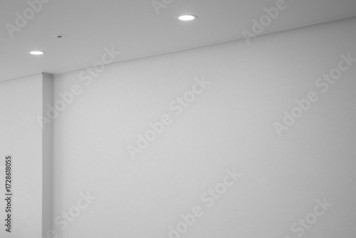 White walls and halogen lighting.