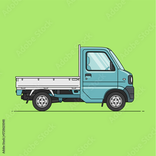 A jdm kei truck, Mini truck icon logo flat vector design