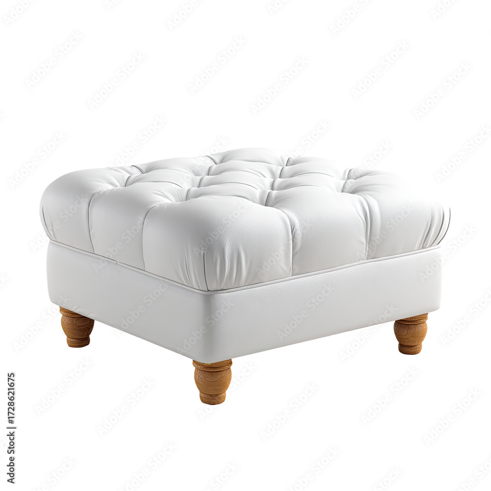 Obraz premium White square footstool with button tufting