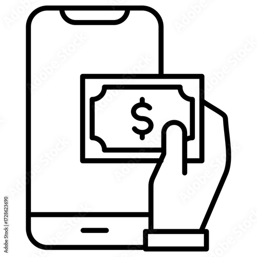 Digital Cash Outline Icon