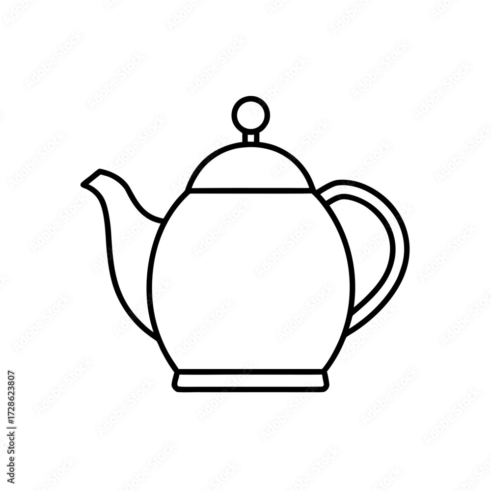 Obraz premium Outline drawing of teapot on transparent background