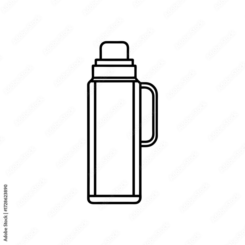 Fototapeta premium Outline of a thermos flask on transparent background