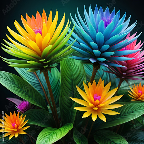 Colorful and exotic alien plant - extraterrestrial flora - fictional does not exist in nature