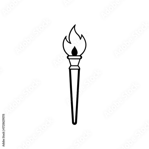 Isolated torch with flame on transparent background