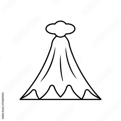 Outline drawing volcano on transparent background