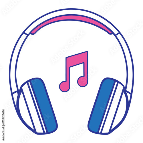 Headphones and musical note icon for music production and audio recording services 