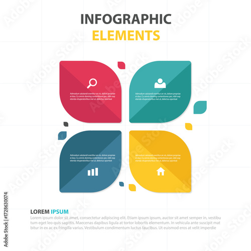 Colorful infographic elements with icons and charts for presentations and business reports