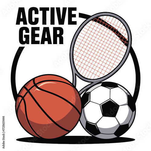 Active gear sports equipment illustration