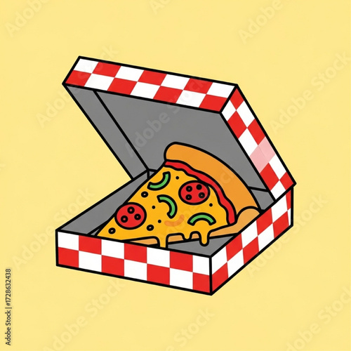 Delicious Slice of Pizza in an Open Box, Ready to be Enjoyed