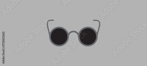 Eyes Glasses. The glasses are all black and arranged in a row isolated on a Grey background.