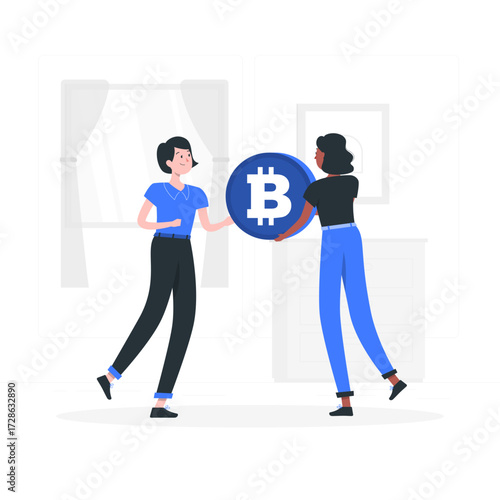 Bitcoin P2P Flat Illustrations
