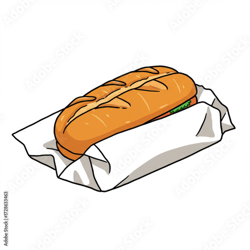 Deliciously Crafted Sub Sandwich Wrapped in Paper for a Quick and Tasty Meal
