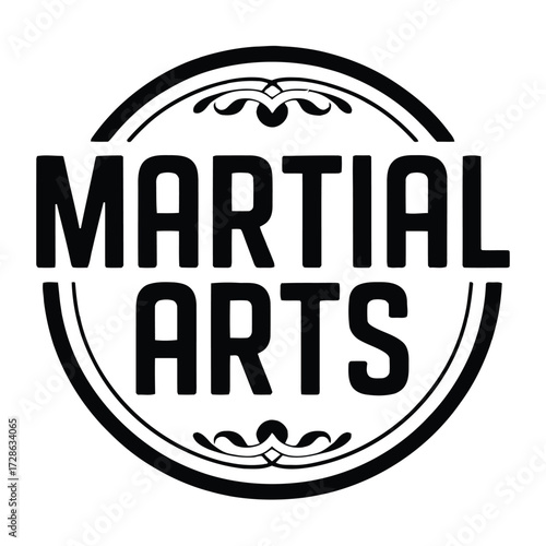 Martial Arts Academy Logo Emblem Training Center Combat Sport Karate Taekwondo Judo Kung Fu Self Defense Symbol