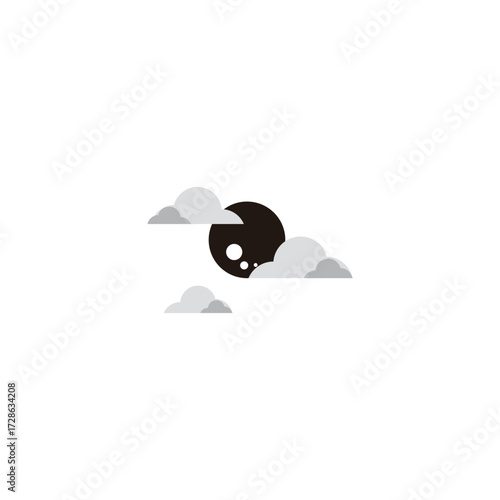Moon, clouds geometric symbol simple logo vector