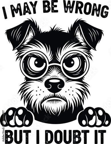 Vector art of funny schnauzer dog with glasses illustration