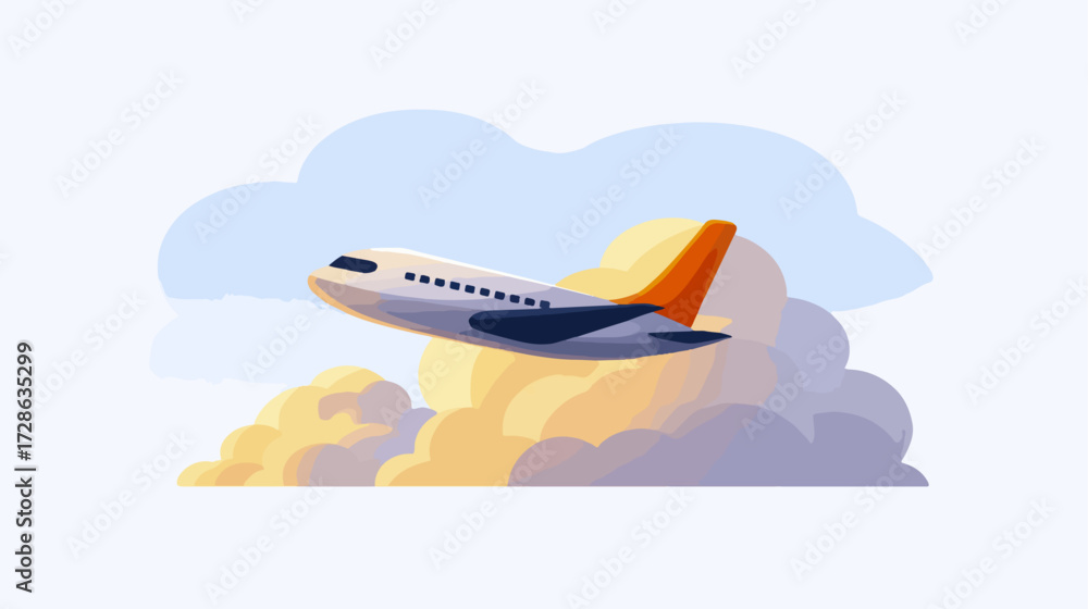 Fototapeta premium Airplane flying through clouds
