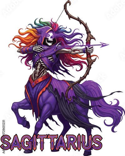 Vector art of grim reaper centaur sagittarius with bow and arrow