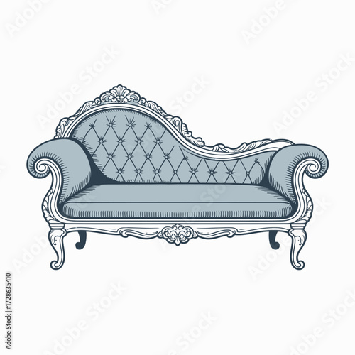 Elegant chaise lounge with ornate detailing and vintage charm perfect for luxury interiors and furniture design projects showcasing sophisticated style