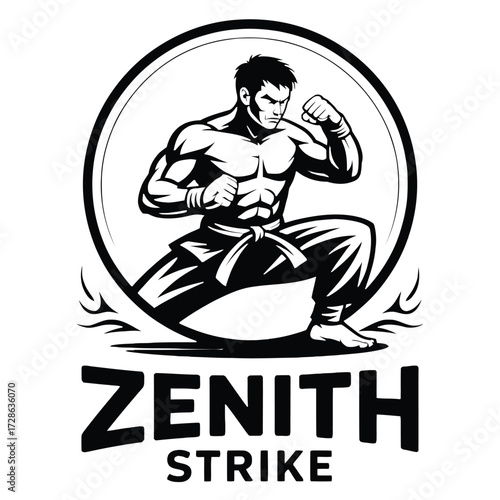 Zenith Strike Fighter Martial Art Posing Action Circle Logo
