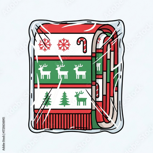 Festive Christmas Sweater in Plastic Wrap Holiday Gift Idea