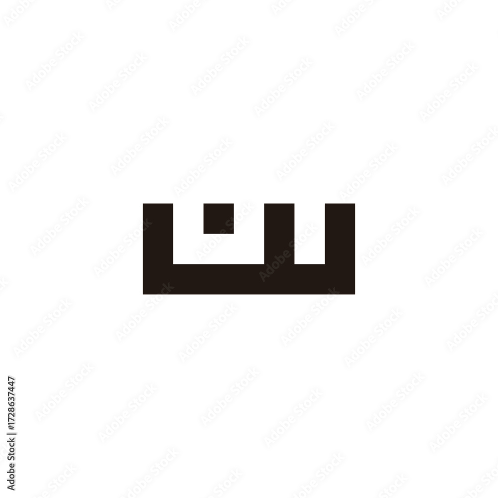 Fototapeta premium Letter w and u square dot geometric symbol simple logo vector