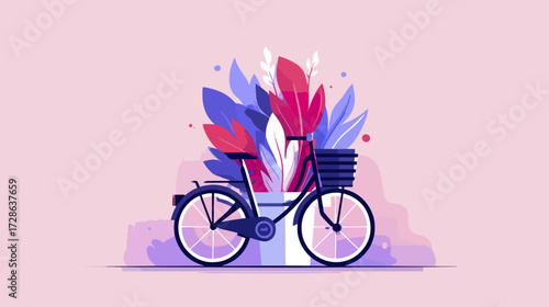 Bicycle with plants in a pot