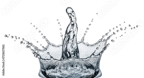 Water splash isolated on white background cutout transparent png