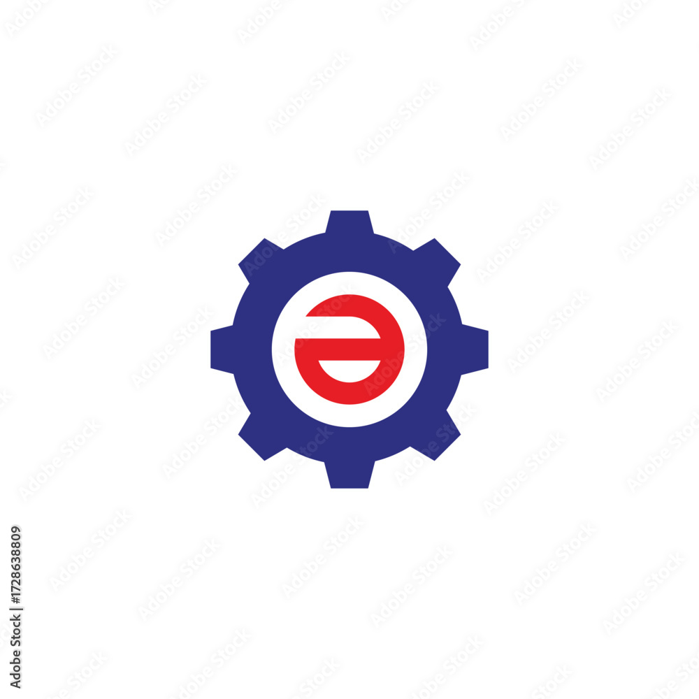 Fototapeta premium Letter a in gear, tool geometric symbol simple logo vector