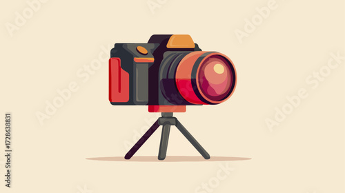 Camera on tripod illustration
