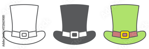 Leprechaun hat icon, st patrick s day and holiday, magic hat sign, vector graphics, a linear pattern on a white background, editable stroke.