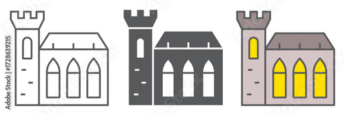 Dublin Castle icon, st patrick s day and holiday, ireland castle sign, vector graphics, a linear pattern on a white background, editable stroke.
