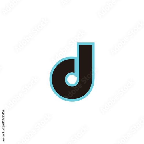 Letter d neon, blue geometric symbol simple logo vector