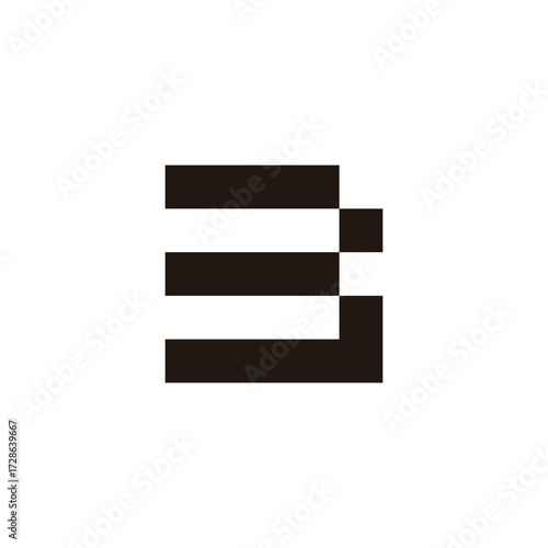 Letter j number 3 squares  geometric symbol simple logo vector